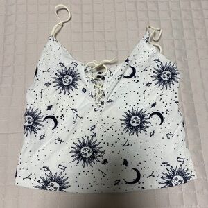 Celestial Sun and Moon White Tank Top